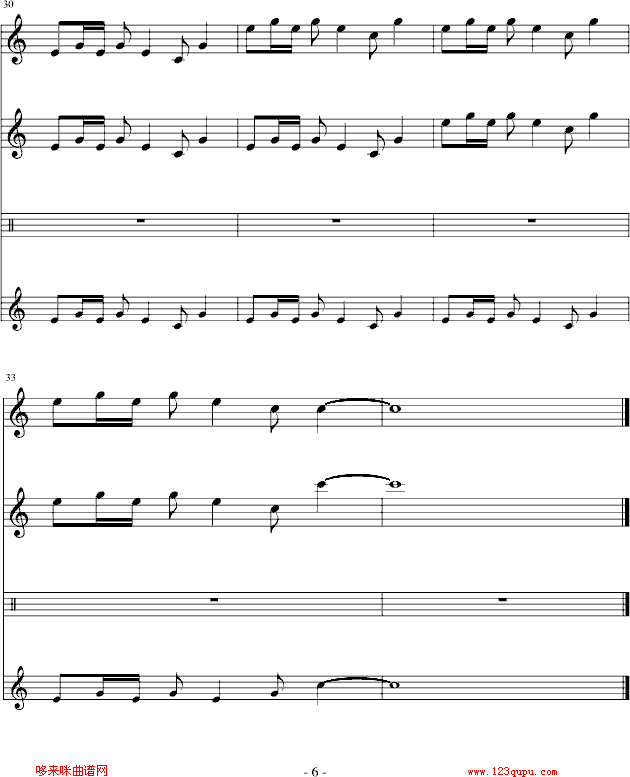 简单的乐思-黑键钢琴曲谱（图6）