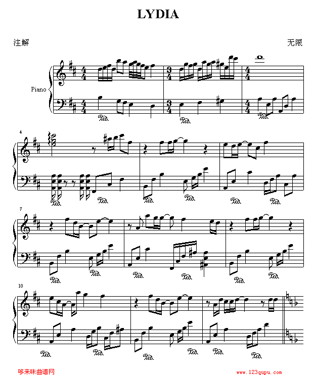 LYDIA-无限-飞儿乐团钢琴曲谱（图1）