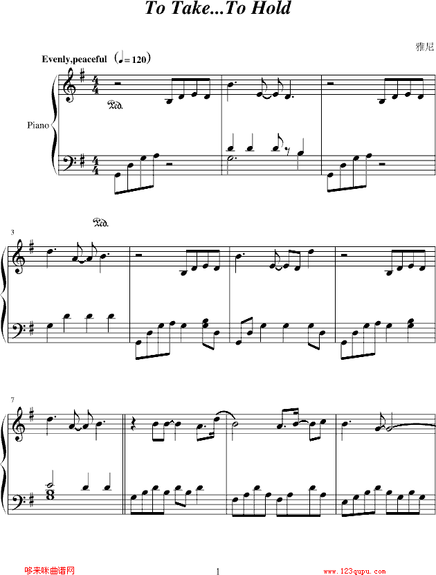 To Take...To Hold-雅尼钢琴曲谱（图1）