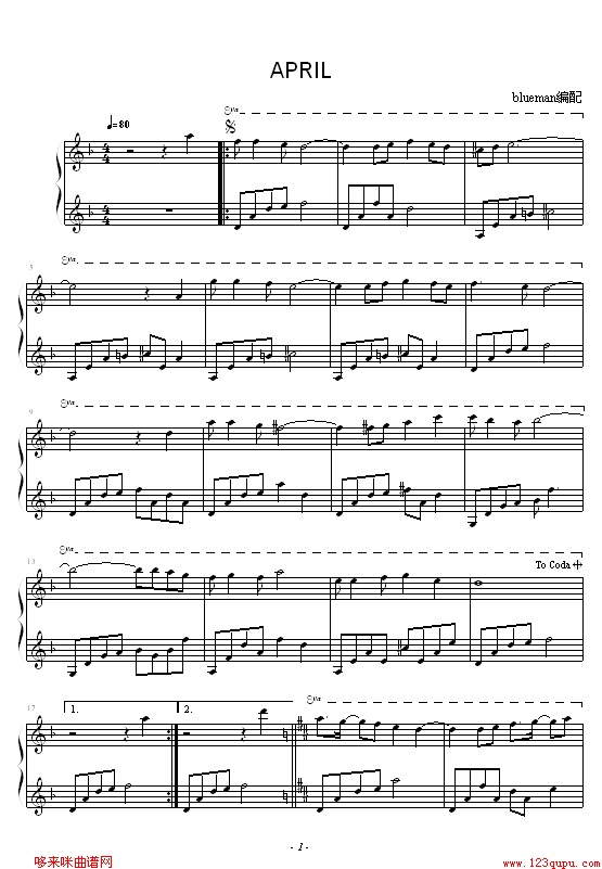 April-其他侠名钢琴曲谱（图1）