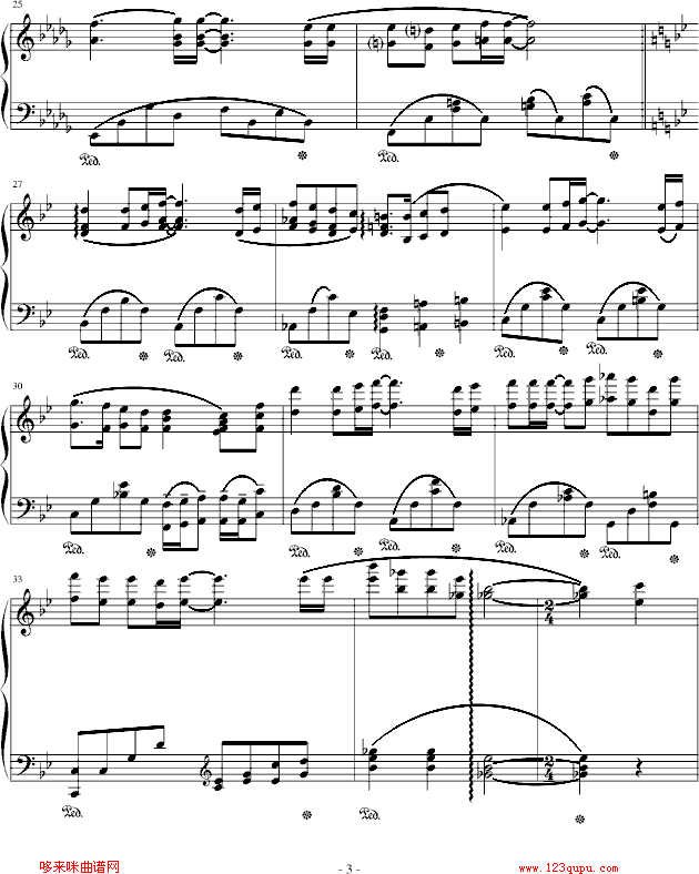 深情几许-蓝色生死恋钢琴曲谱（图3）