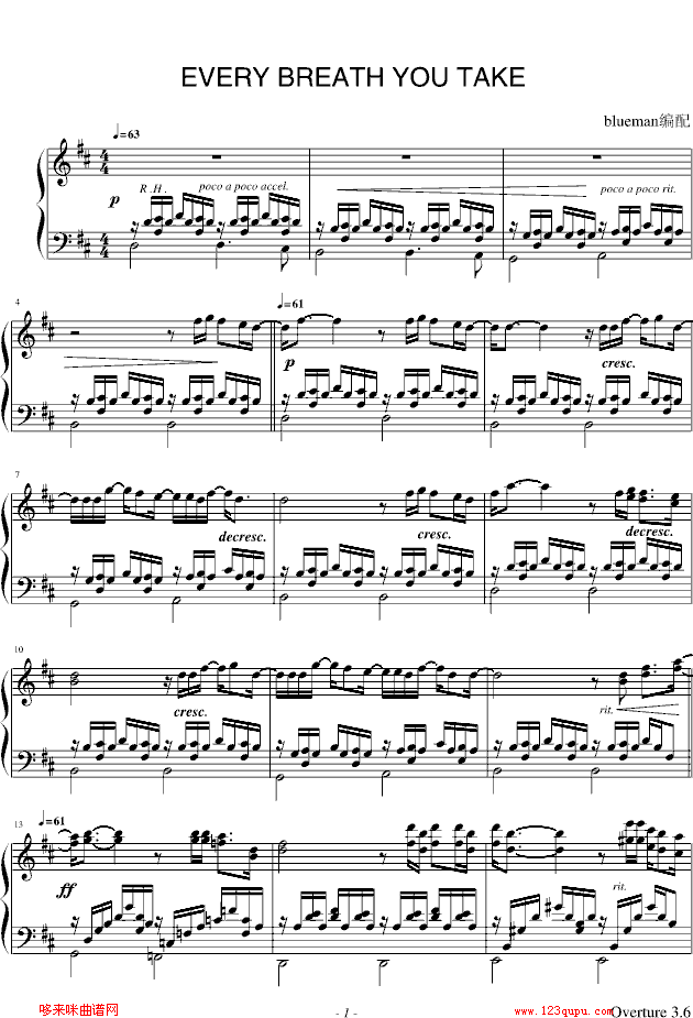 Every Breath You Take-Scala Choir钢琴曲谱（图1）