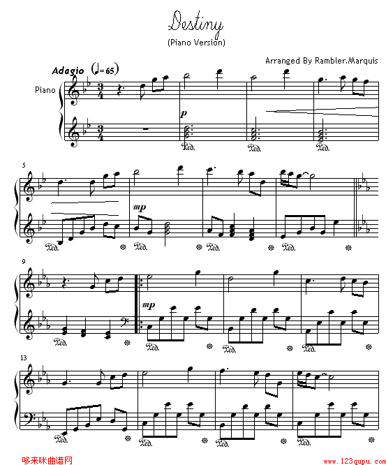 宿命 - X战记插曲钢琴曲谱（图1）