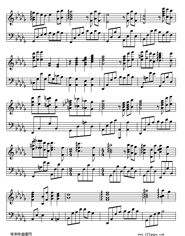 幽灵公主片尾曲钢琴曲谱（图4）
