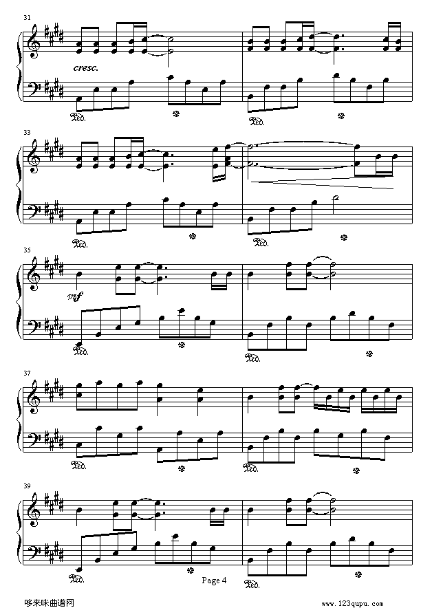 《劲歌飞扬》美国电影钢琴曲谱（图4）