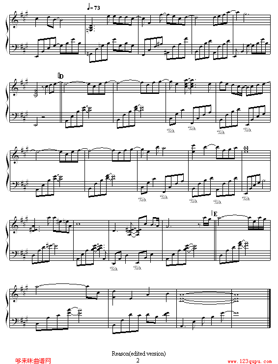 Reason-蓝色生死恋钢琴曲谱（图2）