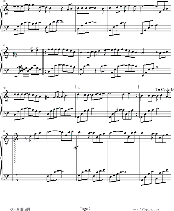 从开始到现在-小刚修改版-冬季恋歌钢琴曲谱（图2）