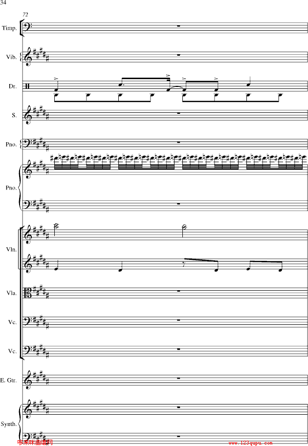 夜的第七章-总谱-manle版-周杰伦钢琴曲谱（图17）