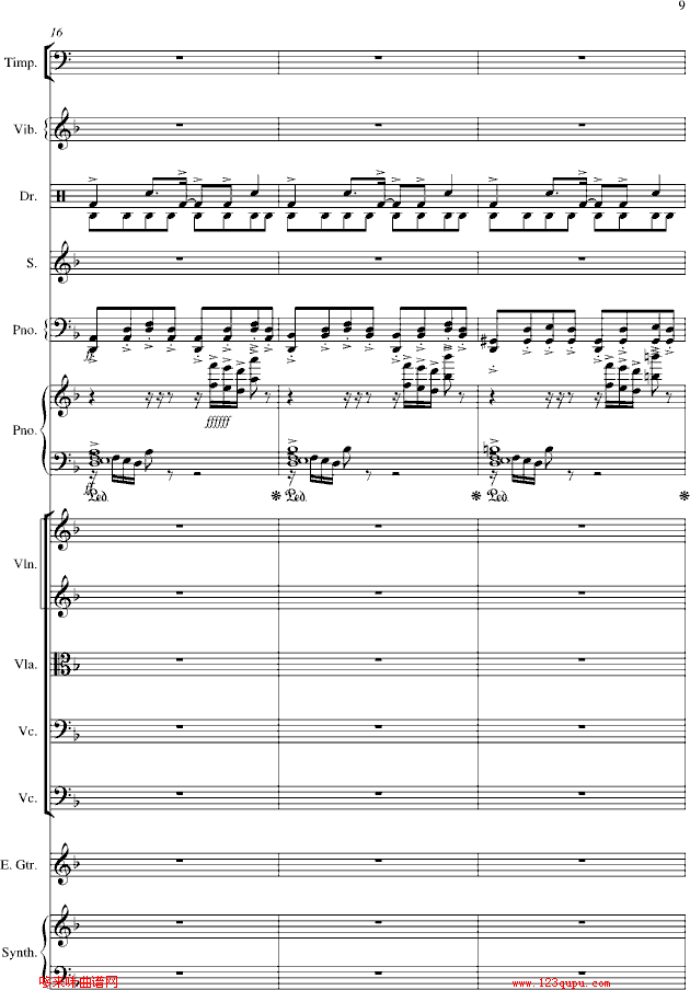 夜的第七章-总谱-manle版-周杰伦钢琴曲谱（图9）