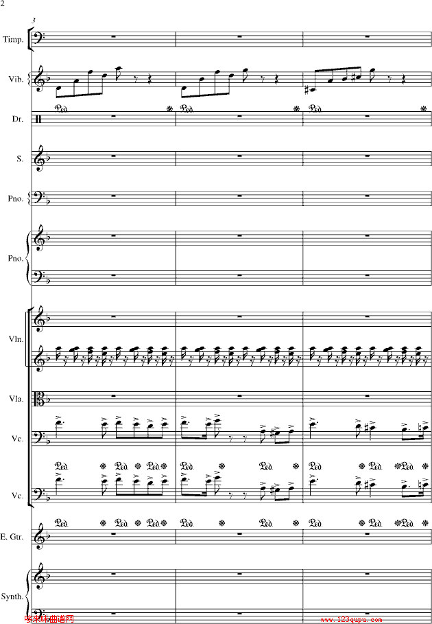 夜的第七章-总谱-manle版-周杰伦钢琴曲谱（图2）