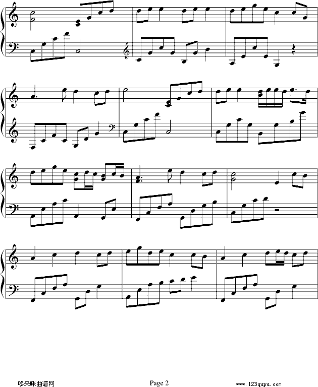 暖暖-(C调简单版)-梁静茹钢琴曲谱（图2）