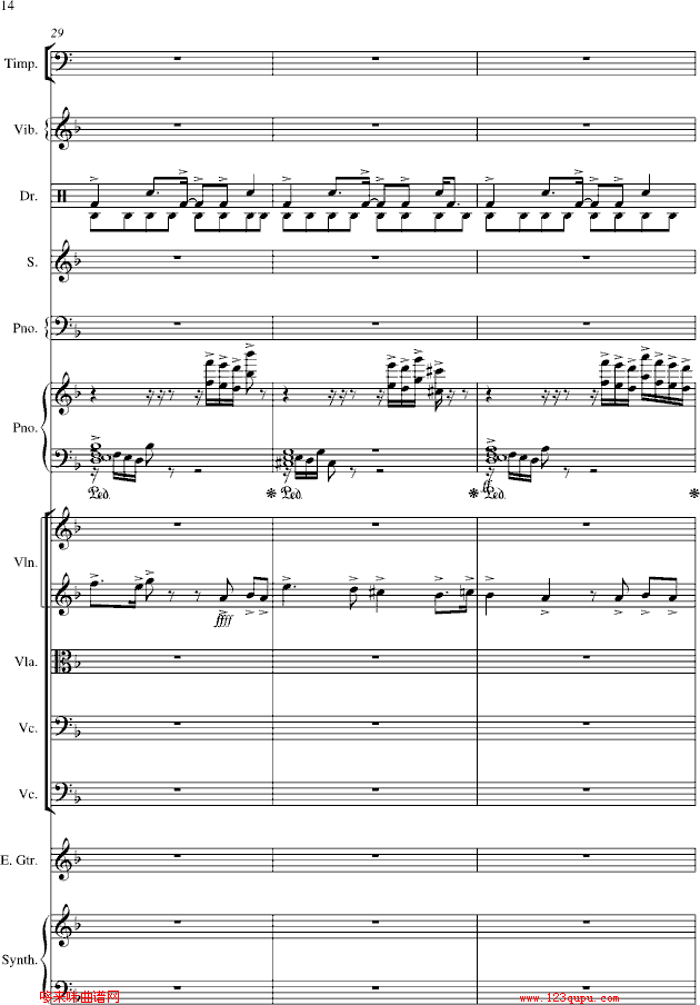 夜的第七章-总谱-manle版-周杰伦钢琴曲谱（图14）