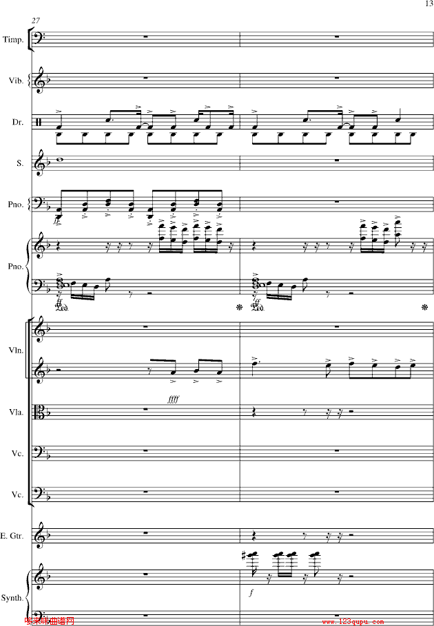 夜的第七章-总谱-manle版-周杰伦钢琴曲谱（图13）