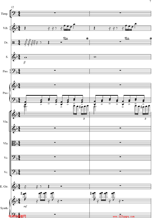 夜的第七章-总谱-manle版-周杰伦钢琴曲谱（图7）
