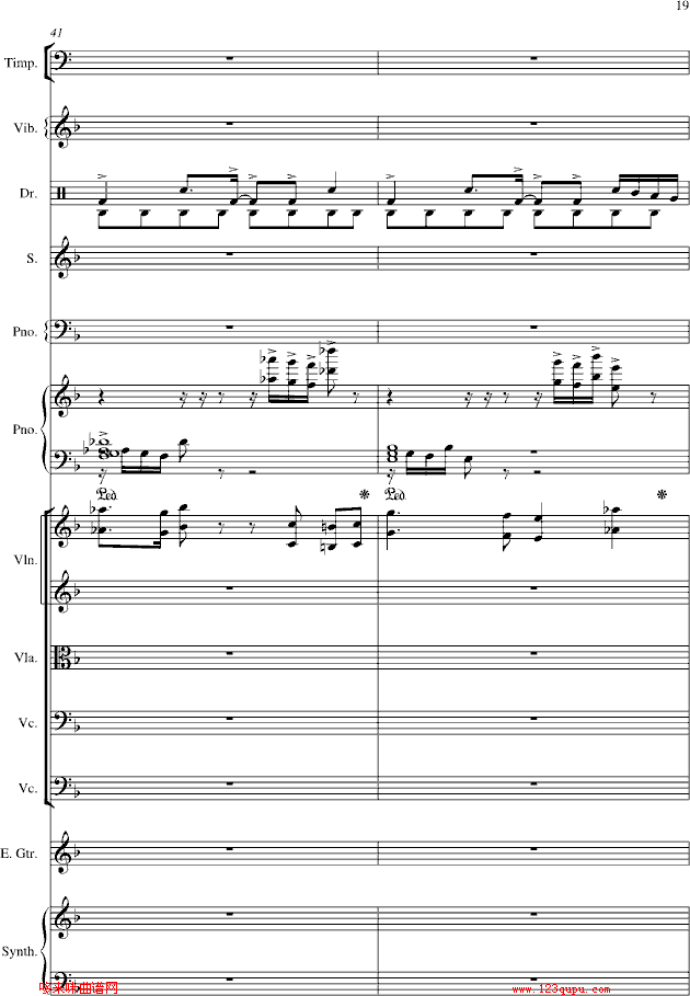 夜的第七章-总谱-manle版-周杰伦钢琴曲谱（图19）