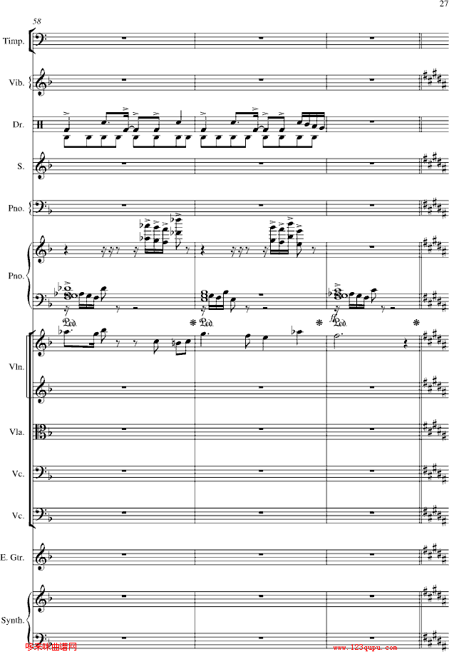 夜的第七章-总谱-manle版-周杰伦钢琴曲谱（图27）