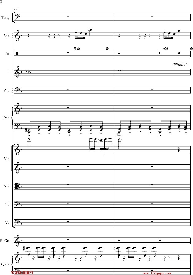 夜的第七章-总谱-manle版-周杰伦钢琴曲谱（图8）