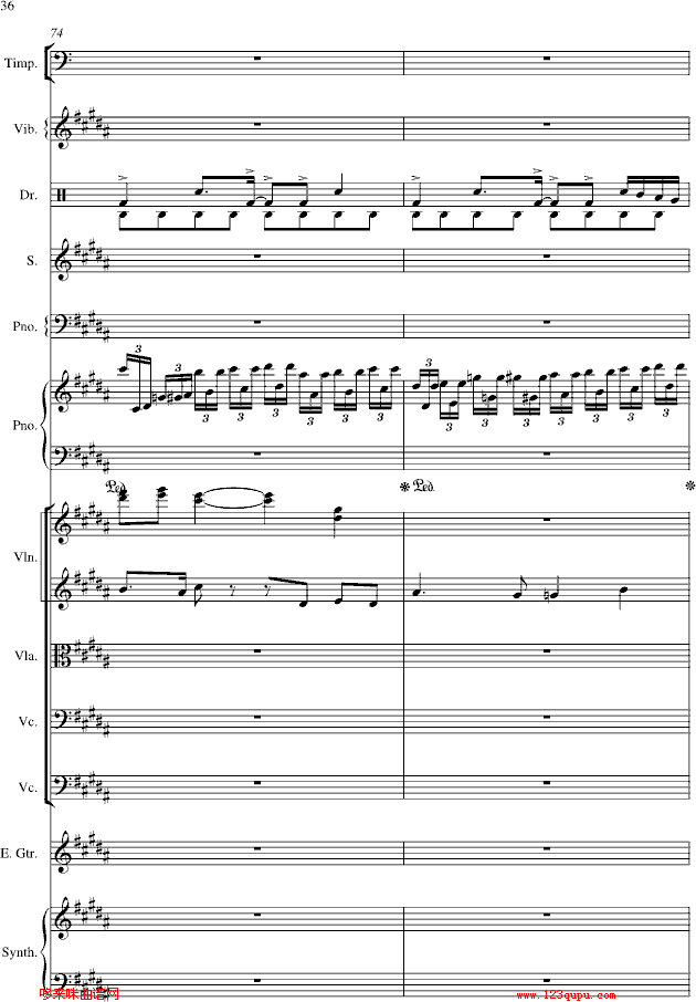 夜的第七章-总谱-manle版-周杰伦钢琴曲谱（图36）
