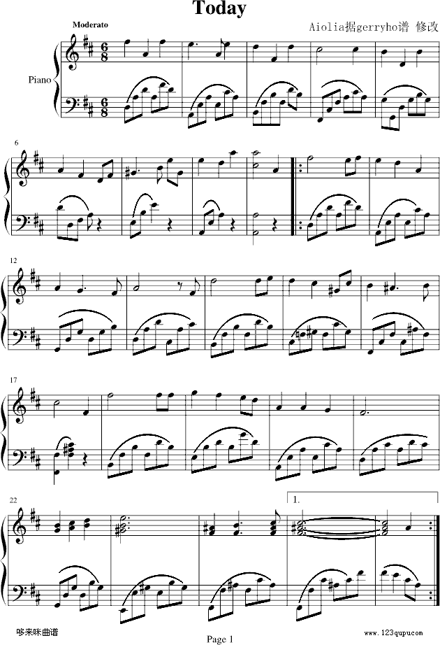 Today-梁詠琪钢琴曲谱（图1）