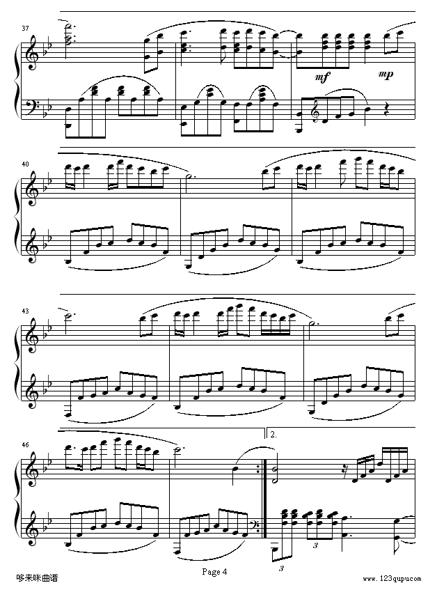 星-邓丽君钢琴曲谱（图4）