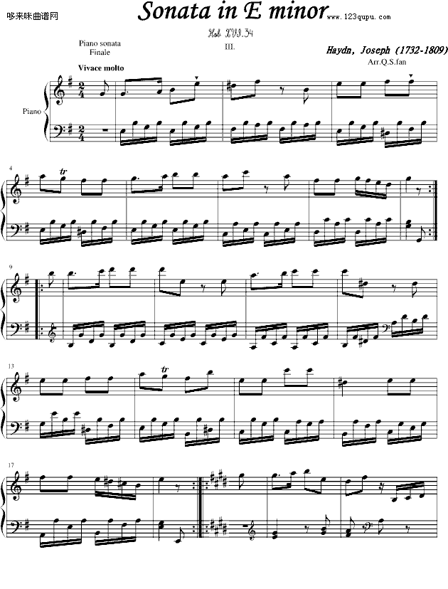 海顿钢琴奏鸣曲34-（终乐章）-海顿钢琴曲谱（图1）