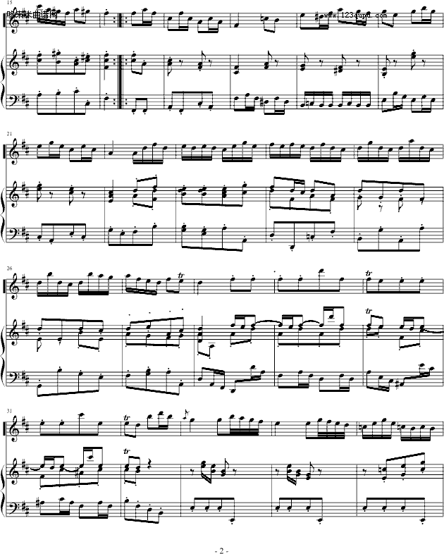 巴赫第二组曲中《嬉戏曲》-巴赫钢琴曲谱（图2）