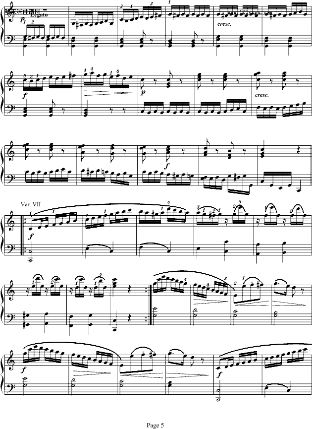 小星星变奏曲K.265(有指法)-莫扎特钢琴曲谱（图5）