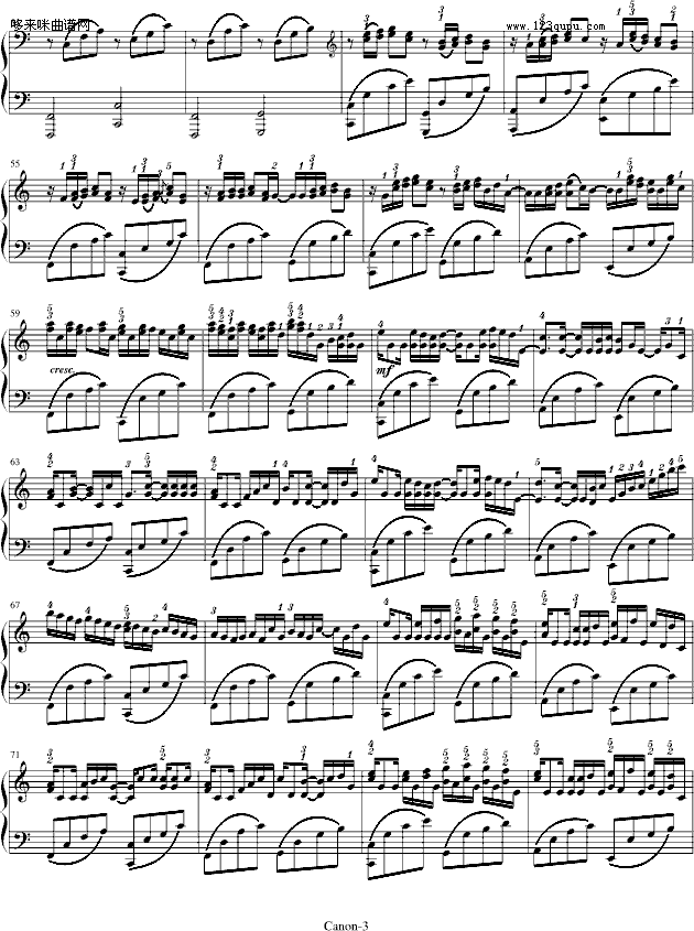 卡农-George Winston版(附指法)-帕赫贝尔-Pachelbel钢琴曲谱（图3）
