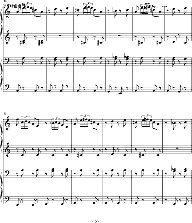 西班牙斗牛舞曲-（四手联弹）-马基纳钢琴曲谱（图5）