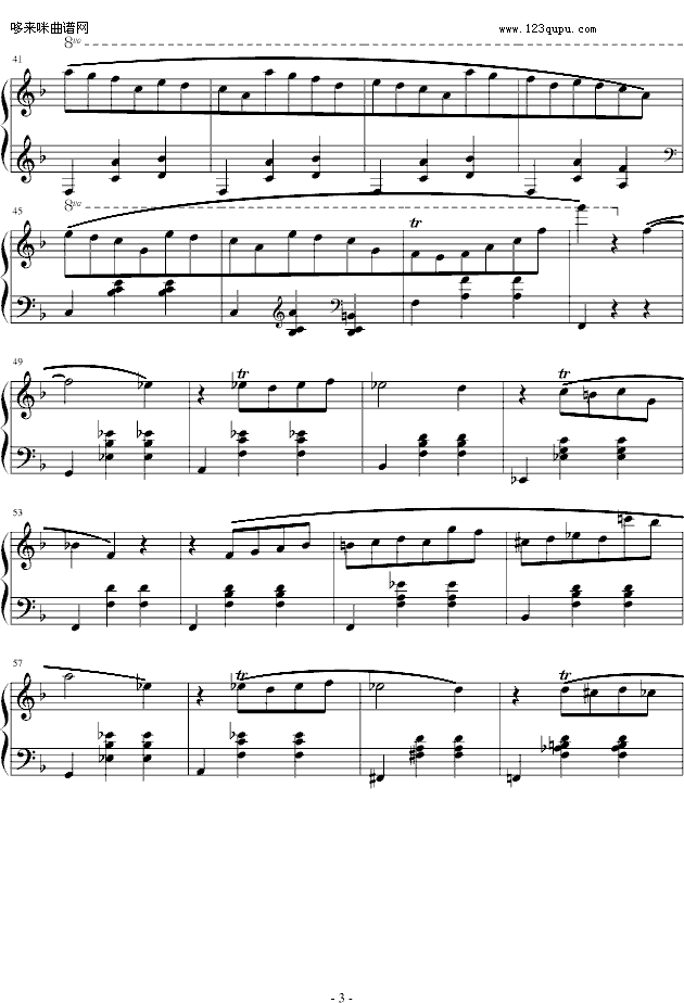 华丽的圆舞曲第三首（小猫圆舞曲）-肖邦钢琴曲谱（图3）