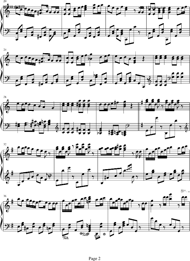 游击队之歌-中国名曲钢琴曲谱（图2）