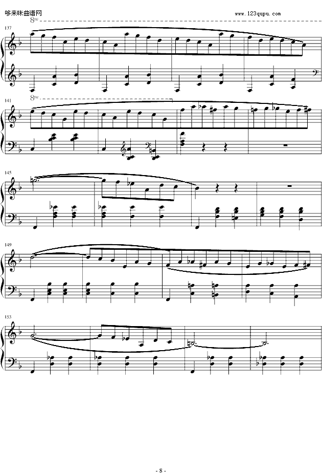 华丽的圆舞曲第三首（小猫圆舞曲）-肖邦钢琴曲谱（图8）