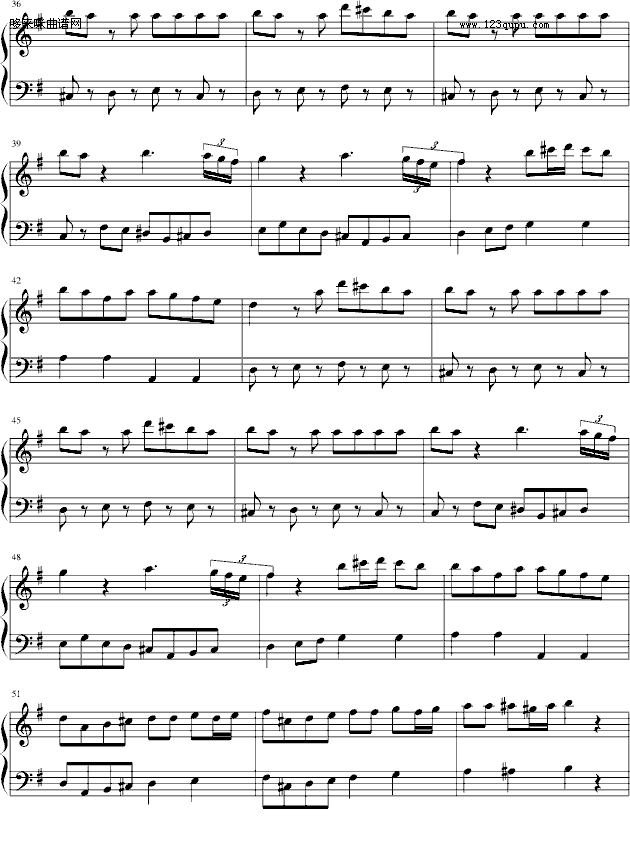 G大调弦乐小夜曲第一乐章-莫扎特钢琴曲谱（图3）