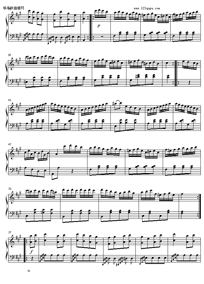 土耳其进行曲-（原版）-莫扎特钢琴曲谱（图2）