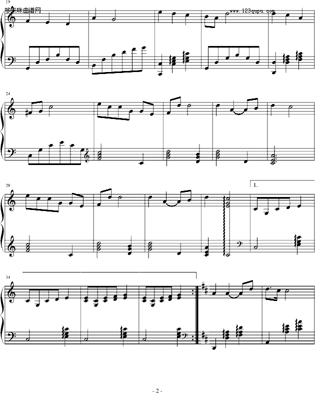 Santa Lucia-世界名曲钢琴曲谱（图2）