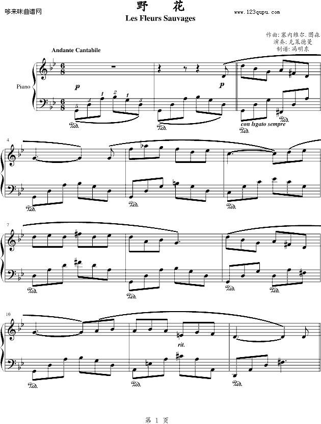 野花-克莱德曼钢琴曲谱（图1）