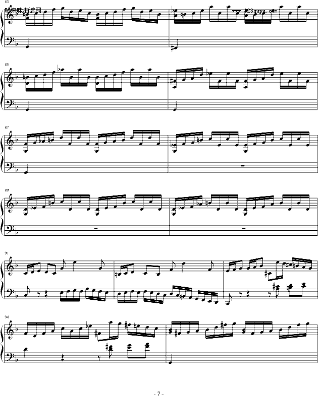 巴赫第一键盘（钢琴）乐协奏曲（第一乐章）-巴赫钢琴曲谱（图7）
