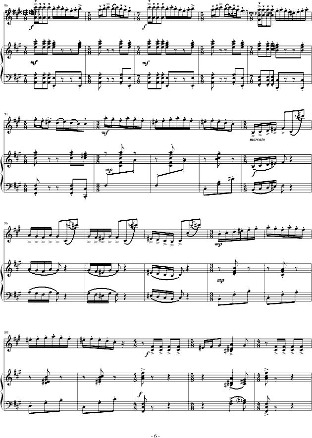 阳光照耀着塔什库尔干(钢琴+小提琴)-陈钢钢琴曲谱（图6）