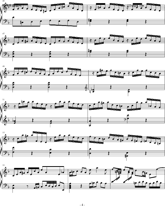 巴赫第一键盘（钢琴）乐协奏曲（第一乐章）-巴赫钢琴曲谱（图4）