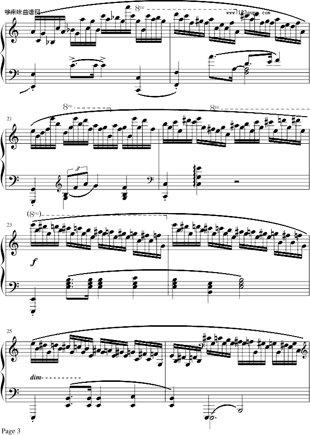 肖邦冬风练习曲-戈原版-肖邦钢琴曲谱（图3）