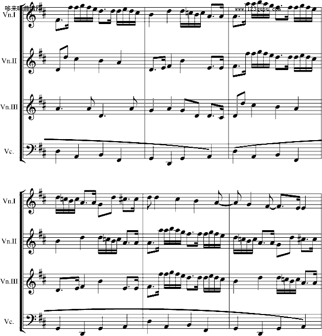 卡农交响曲(3小提琴+1大提琴)-帕赫贝尔-Pachelbel钢琴曲谱（图10）