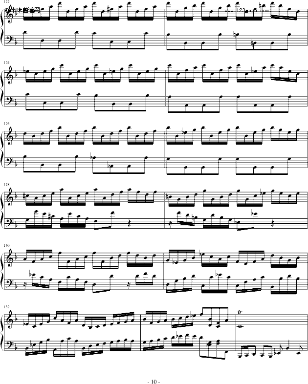 巴赫第一键盘（钢琴）乐协奏曲（第一乐章）-巴赫钢琴曲谱（图10）