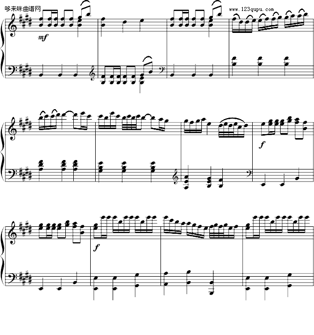 E大调奏鸣曲-世界名曲钢琴曲谱（图6）