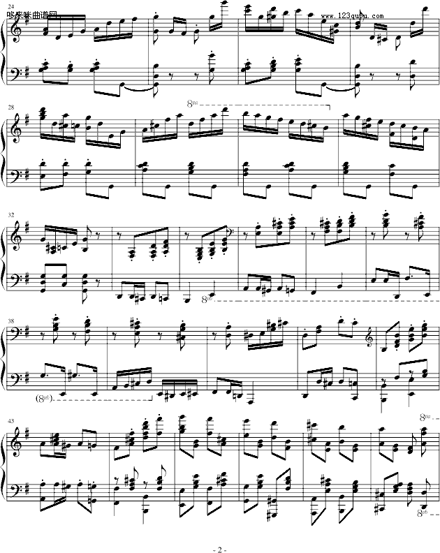 胡桃夹子中俄罗斯舞曲-柴科夫斯基钢琴曲谱（图2）