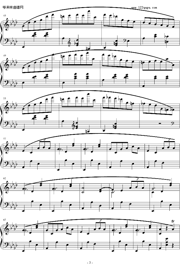 降A大调圆舞曲-肖邦钢琴曲谱（图3）