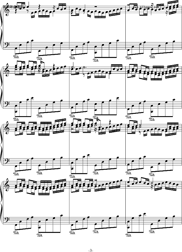 卡农-（C Major）接近原版-帕赫贝尔-Pachelbel钢琴曲谱（图3）