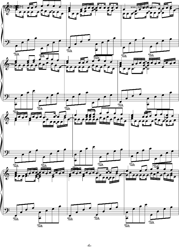 卡农-（C Major）接近原版-帕赫贝尔-Pachelbel钢琴曲谱（图6）