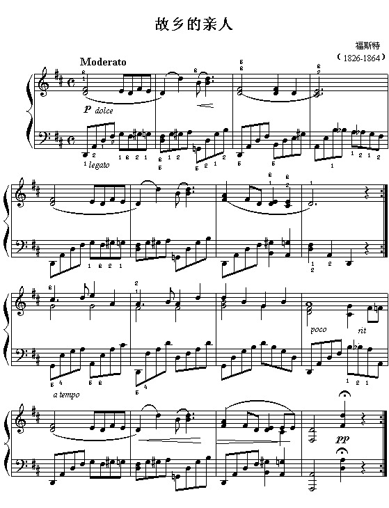 故乡的亲人(福斯特)钢琴曲谱（图1）