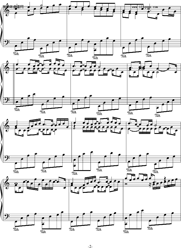 卡农-（C Major）接近原版-帕赫贝尔-Pachelbel钢琴曲谱（图2）