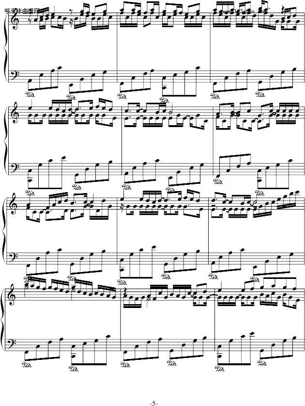 卡农-（C Major）接近原版-帕赫贝尔-Pachelbel钢琴曲谱（图5）